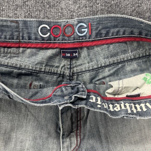 Vintages Y2K COOGI Big Embroidered Denim Jeans Baggy Hip Hop Wash Denim Sz 38x34 - Picture 6 of 9
